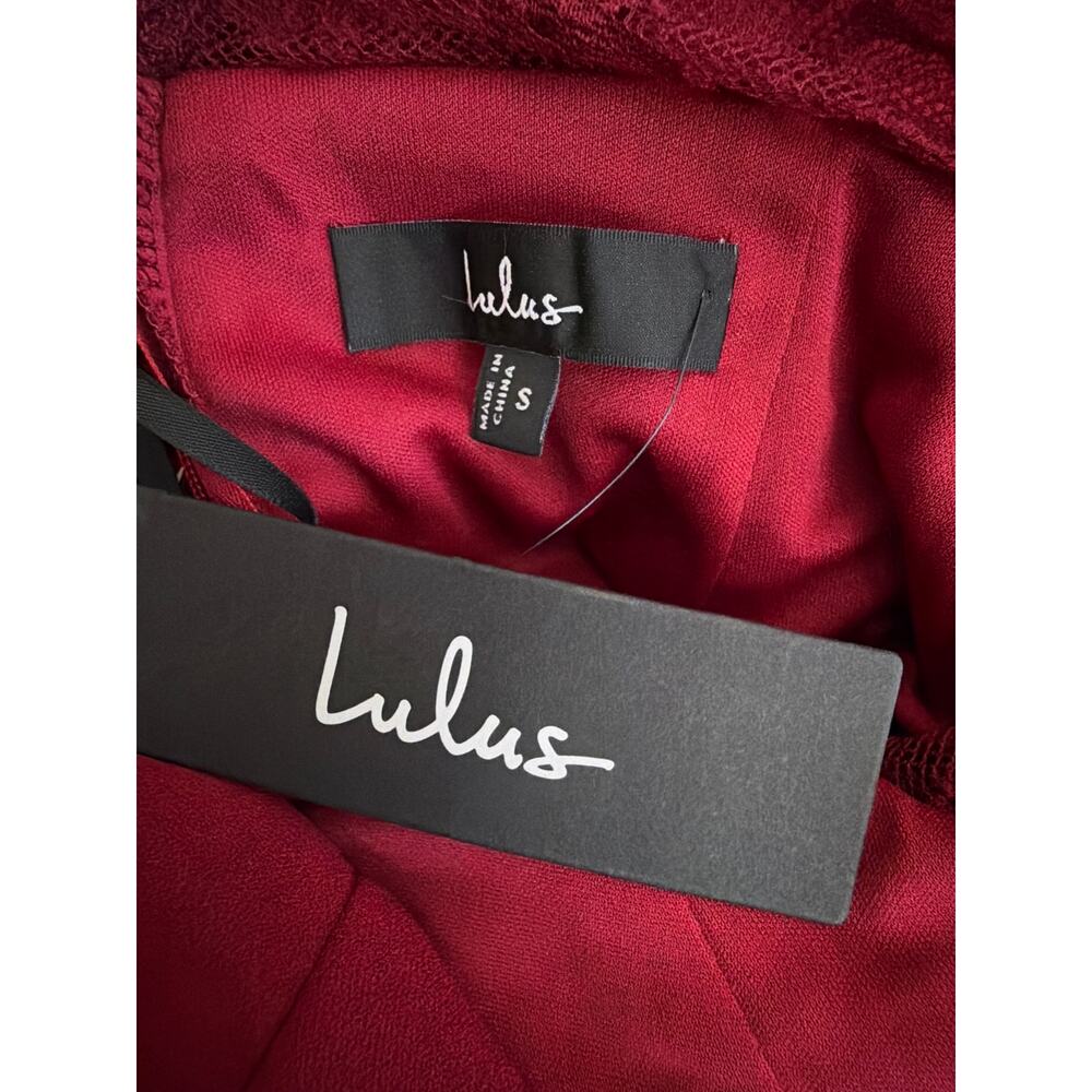 Lulus Vira Red Mock Neck Lace Cutout Maxi Dress sz S - Picture 6 of 6
